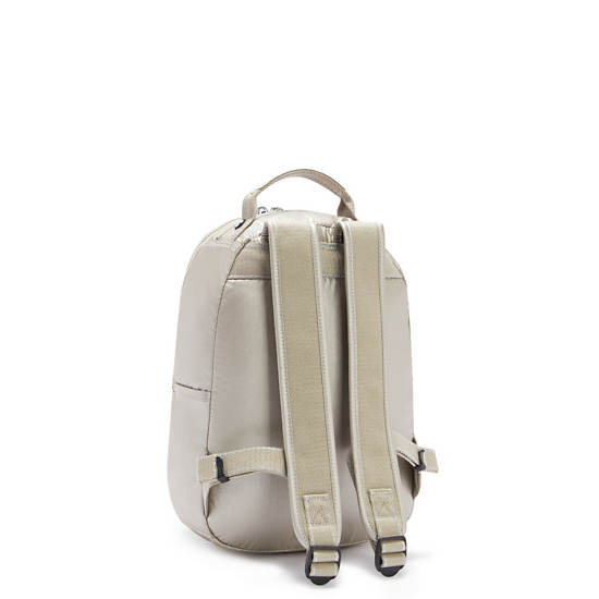 Kipling Seoul Small Metallic Tablet Rugzak Beige | NL 1352BE